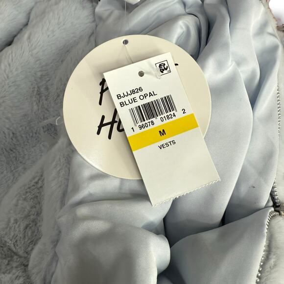 NEW Macy's Planet Heart Blue Fur Zip up Jacket Medium Bomber Hoodie Sweatshirt - Picture 6 of 8